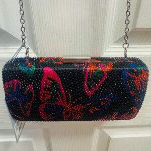 Colorful Antonio Melani Butterfly Embellished Clutch